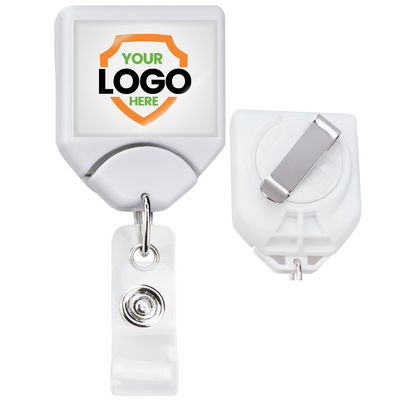 Personalized B-REEL Retractable Badge Reel with Belt Clip - Upload Your Logo