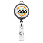black badge reel with lanyard attachment and your logo