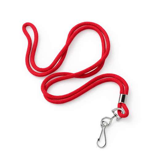 Red round woven lanyard with a metal swivel clip (2135-3006)