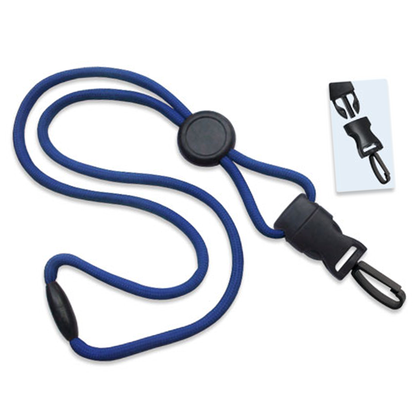 Breakaway Lanyard With Round Slider And Detachable Plastic Swivel Hook 2135-4582 royal blue with plastic connectors. Sold by Specialist ID.
