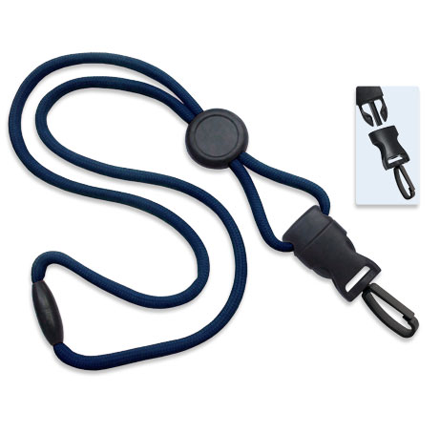 A Breakaway Lanyard With Round Slider And Detachable Plastic Swivel plastic Hook 2135-4583 navy blue