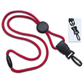 Red and black adjustable Breakaway Lanyard With Round Slider And Detachable Plastic Swivel Hook 2135-4584, with a plastic quick-release buckle, a round slider, and a detachable clip attachment.