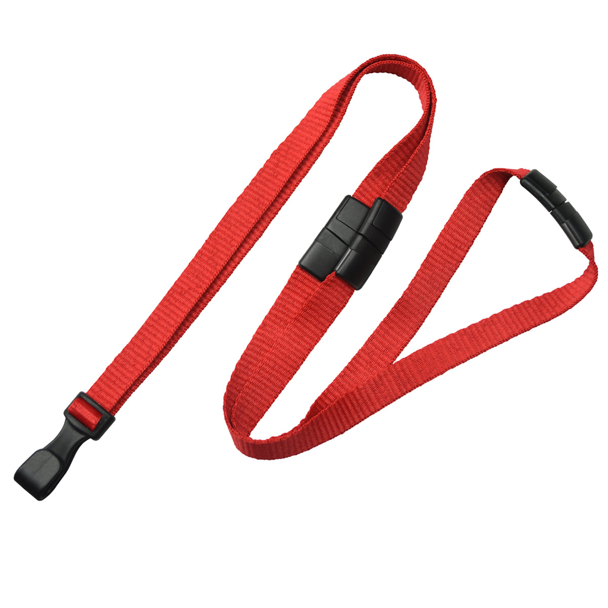 A Triple Breakaway Lanyard with THREE Safety Breakaway Points (2137-300X), with a black plastic buckle and an adjustable loop, perfect for snag-sensitive environments.
