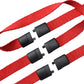 2137-3006 Red Triple Breakaway Lanyard with 3  Quick Release Safety Clasps Close up of Breakaway Clasps