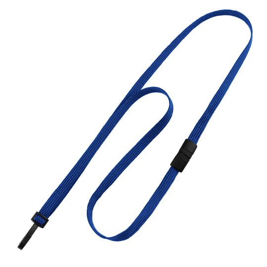 A Metal Free Lanyard with Narrow Plastic Hook - MRI Safe 3/8 Inch Lanyard with Safety Breakaway Clasp (2137-40XX) with a black plastic clip, attachment loop, and a secure breakaway clasp.