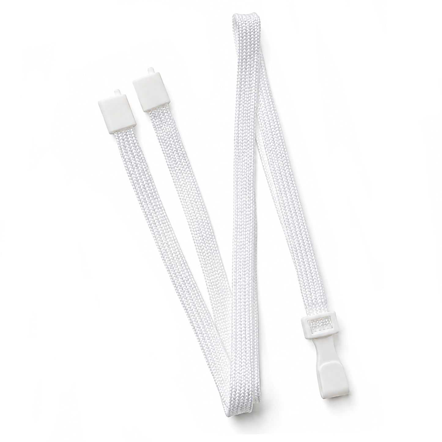 A white Breakaway Lanyard with No Twist Plastic ID Clip (2137-474X), MRI and metal detector friendly, is shown on a plain white background.