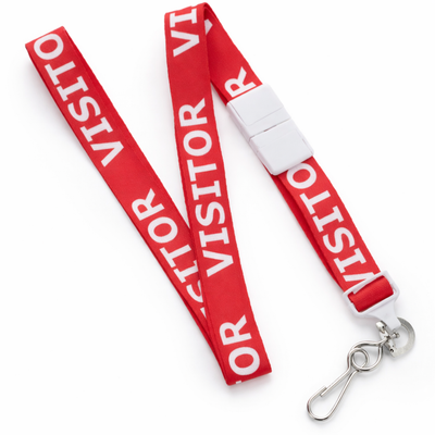 Red Printed Visitor Lanyard With Swivel Hook (P/N 2138-5220)