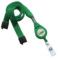 Breakaway Lanyard with Custom Badge Reel Combo - Add Your Logo to Customize with a retractable badge holder and a customizable logo area, perfect for enhancing brand awareness. The custom lanyards feature metal and plastic clips for attaching an ID card or badge.