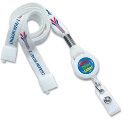 White silk screen lanyard printed in two ink colors