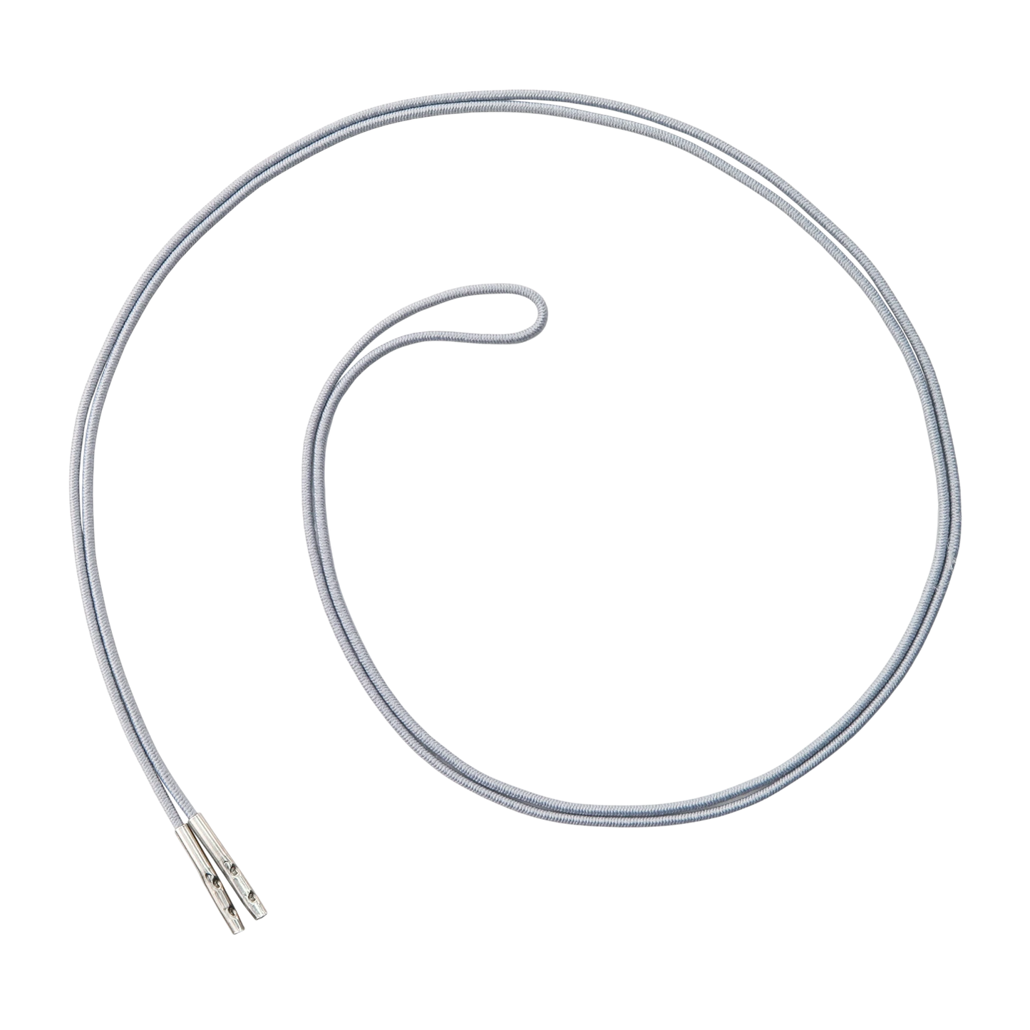 The Elastic No-Twist Neck Cord for ID Event Badge Holders (2140-15XX Series) is coiled on a white background—perfect for securing badges at events or as a unique DIY accessory with its flexible, durable design.