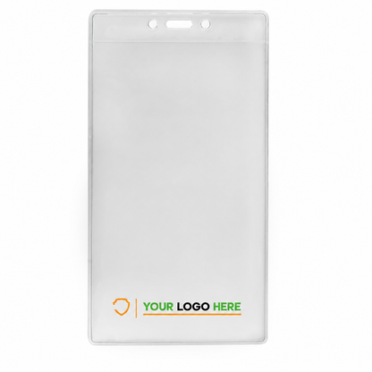 306-4258 badge holder with a small shield and horizontal Your Logo Here branding along the bottom.