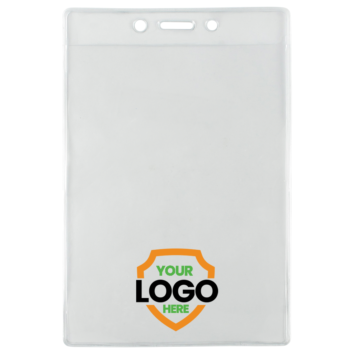 add  your logo to brand your vertical vinyl 3 1/2" X 5 1/4" badge holders