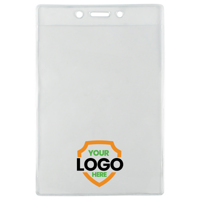 Custom 3 1/2" X 5 1/4"  Clear Vertical Large Event Badge Holder (306-46)