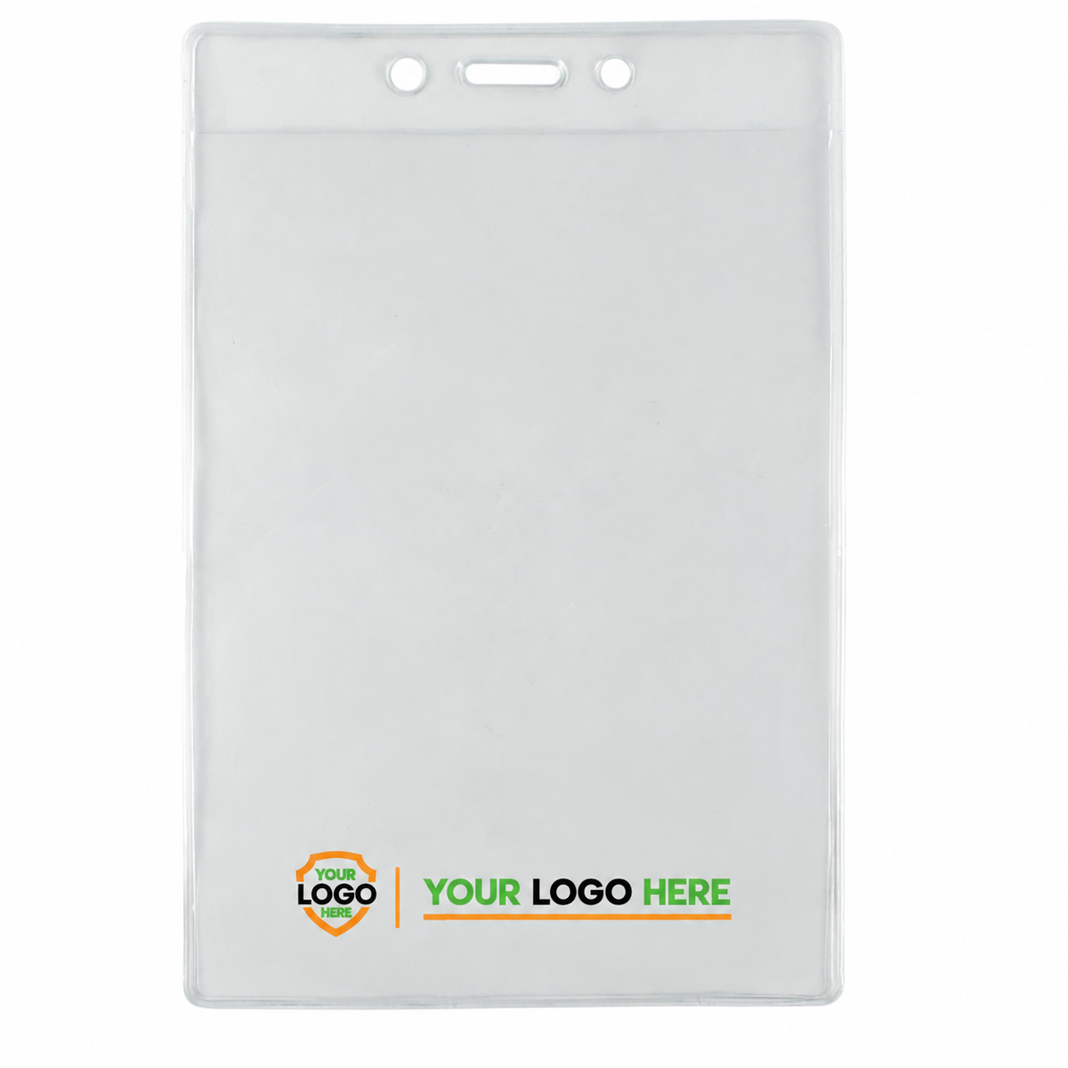 306-46 badge holder with a small shield and horizontal Your Logo Here branding along the bottom.