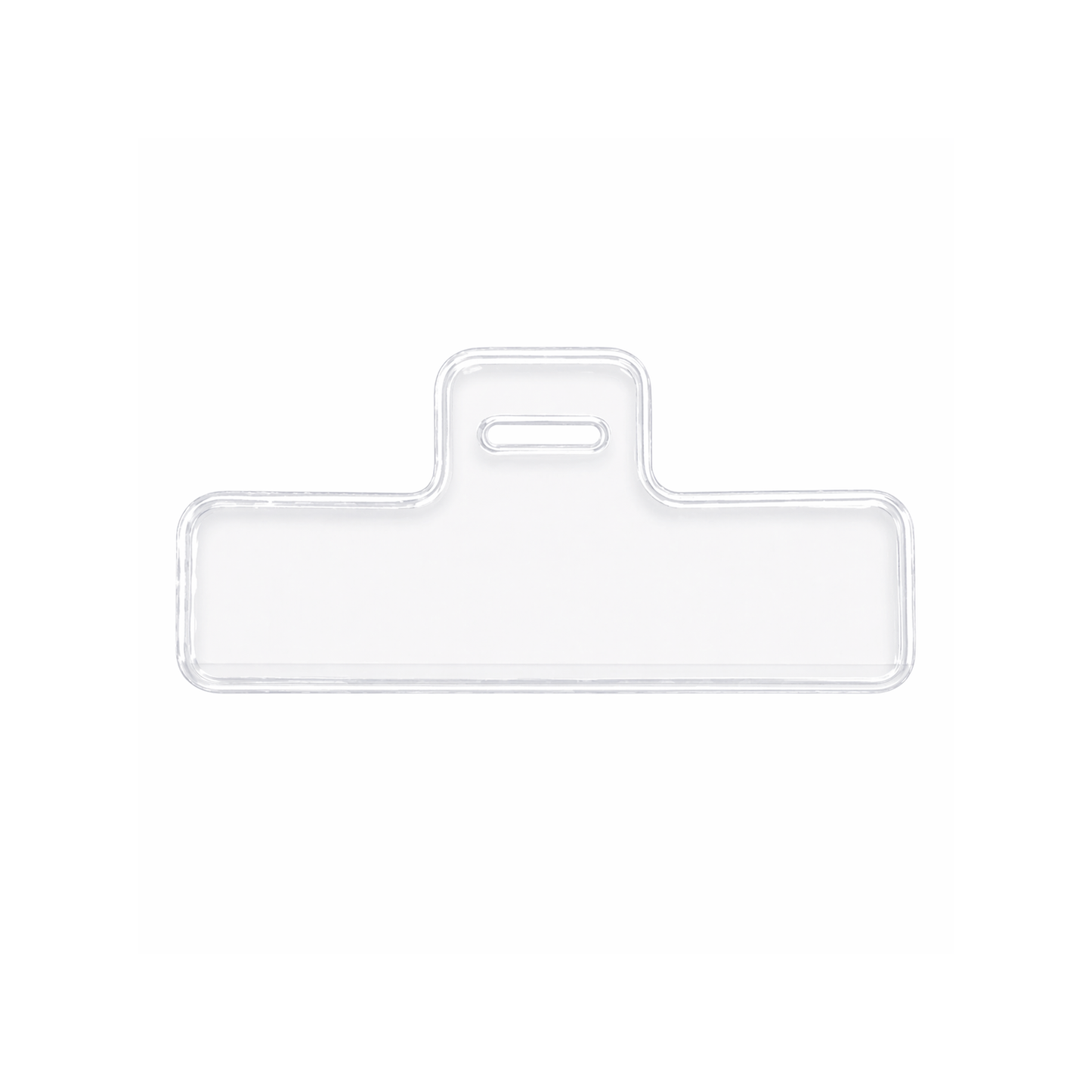 A Horizontal Half Card Vinyl Holder with Slot (P/N 504-HC2) for credit card size ID badges with a horizontal slot for attachment.