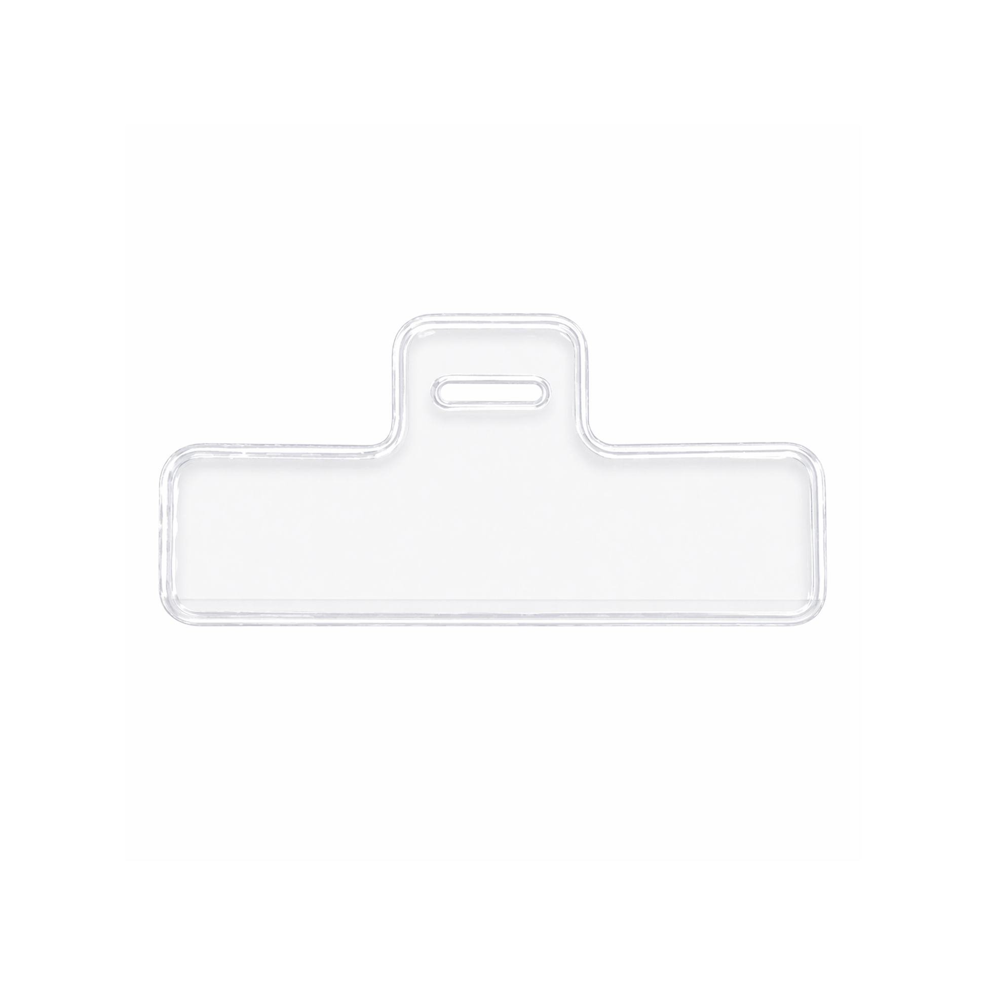 A Horizontal Half Card Vinyl Holder with Slot (P/N 504-HC2) for credit card size ID badges with a horizontal slot for attachment.