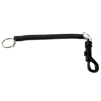 Bungee Coil Keychain Lanyard with Split Ring & Swivel Hook (505-CC-BLK)