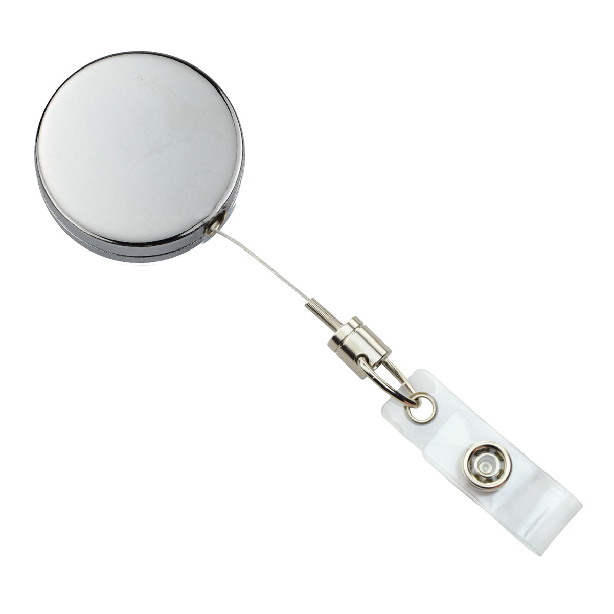 Silver Chrome Plastic Badge Reel with Belt Clip (p/n 2120-3030)