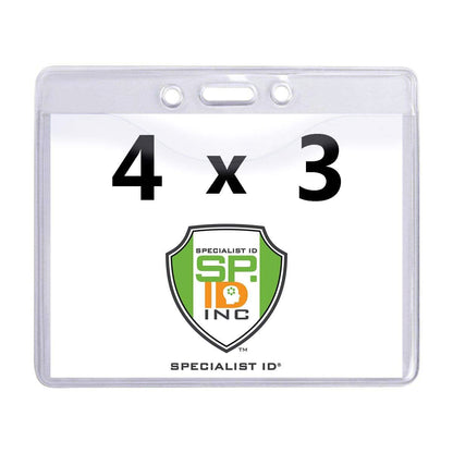 Clear 4" X 3" Premium Horizontal Convention Size Vinyl Badge Holder (P/N 506-J) and more Large Event Badge Holders at SpecialistID.com Clear 4" X 3" Premium Horizontal Convention Size Vinyl Badge Holder (P/N 506-J) and more Large Event Badge Holders at SpecialistID.com