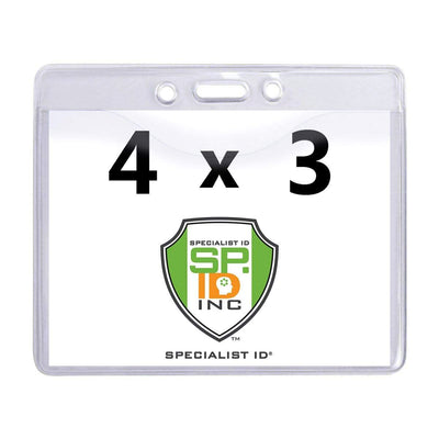 4 X 3 Name Badge Holders - Premium Horizontal Clear Vinyl Convention Size 4x3 Badge Holder (506-J)