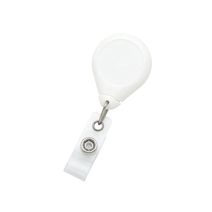 White No Twist Badge Reel with Swivel Spring Clip - Teardrop Shape (609-I-WHT)