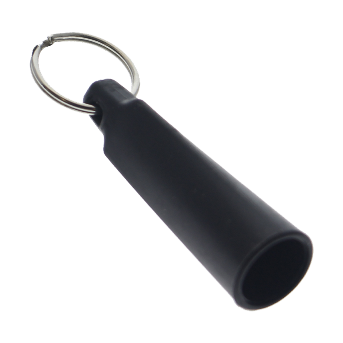 The Rubber Pen Holder With Small Key Ring (6920-2111) is a black plastic pen holder accessory, shown on a white background, perfect for everyday use and easy to carry thanks to the attached small key ring.