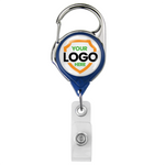 Custom Carabiner Badge Reel - Compact Sleek Round Face in Translucent Blue - Add your Logo to Personalize
