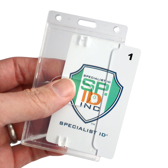 Vertical Crystal Clear Badge Holder - Hard Plastic - Side Load ID Card ...