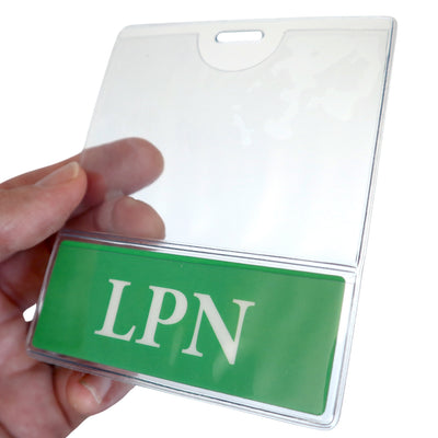 LPN Licensed Practical Nurse BadgeBottom® Badge Holder - Horizontal ID Badge Sleeve with Role Identifier (Green)