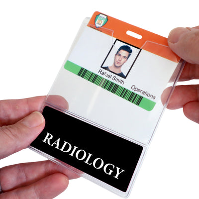 Radiology BadgeBottom® Badge Holder - Horizontal ID Badge Sleeve with Role Identifier (Black)