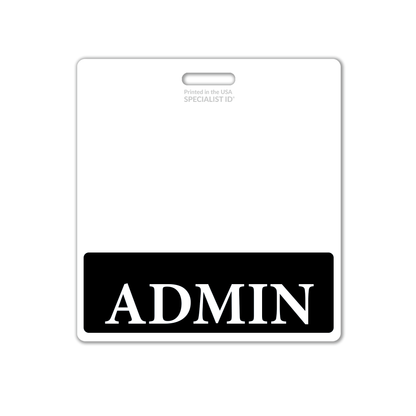The Oversized ADMIN Badge Buddy is a horizontal XL badge backer for administrative professionals, featuring bold "ADMIN" identification—perfect for hospital staff needing clear, professional ID display.