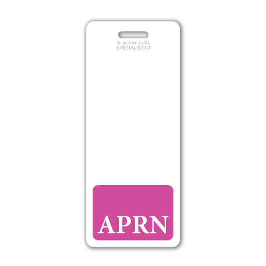 The Oversized APRN Badge Buddy, with its pink bottom section and vertical design, serves as an essential accessory to complement your hospital ID badge, ideal for any advanced practice registered nurse.