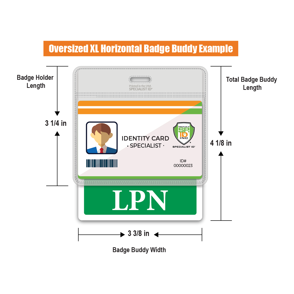 Oversized LPN Badge Buddy - XL Badge Backer for Nurses - Horizontal Hospital ID Badge Buddies