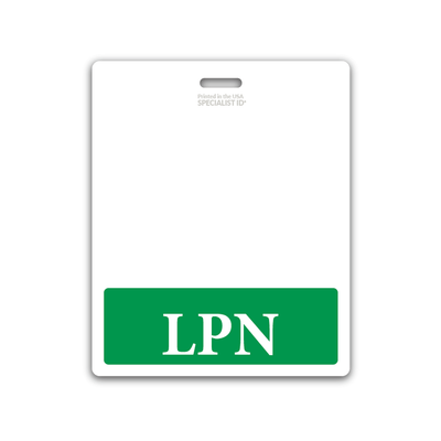 LPN Licensed Practical Nurse XL Badge Buddy - Oversized Horizontal Hospital ID Role Identifier (Green Border)