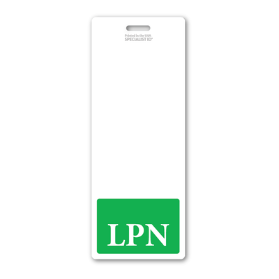 LPN Licensed Practical Nurse XL Badge Buddy - Oversized Vertical Hospital ID Role Identifier (Green Border)