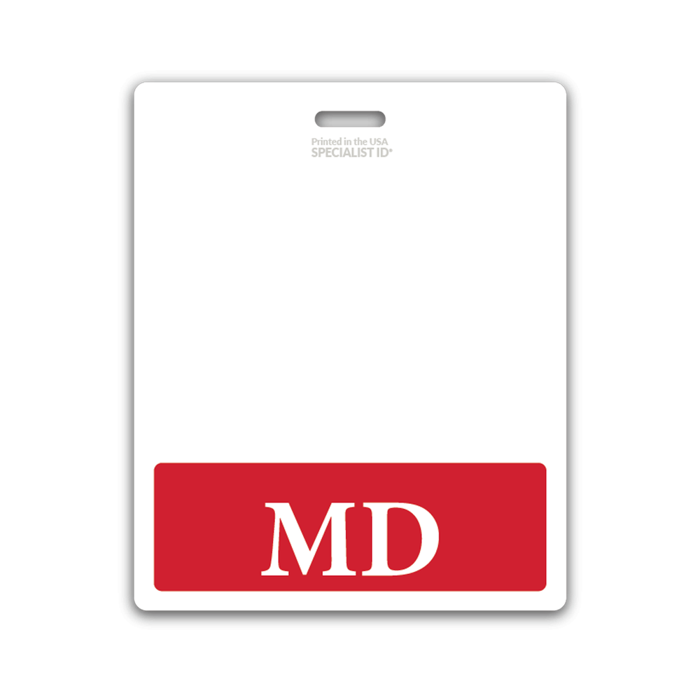 MD Medical Doctor XL Badge Buddy - Oversized Horizontal Hospital ID Role Identifier