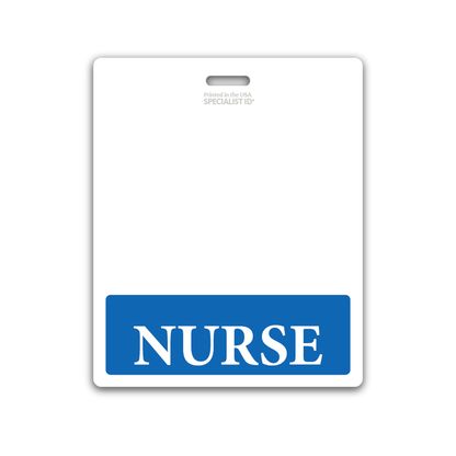 Extra Large and Long Nurse Badge Buddy with Blue Border - Double Side Print