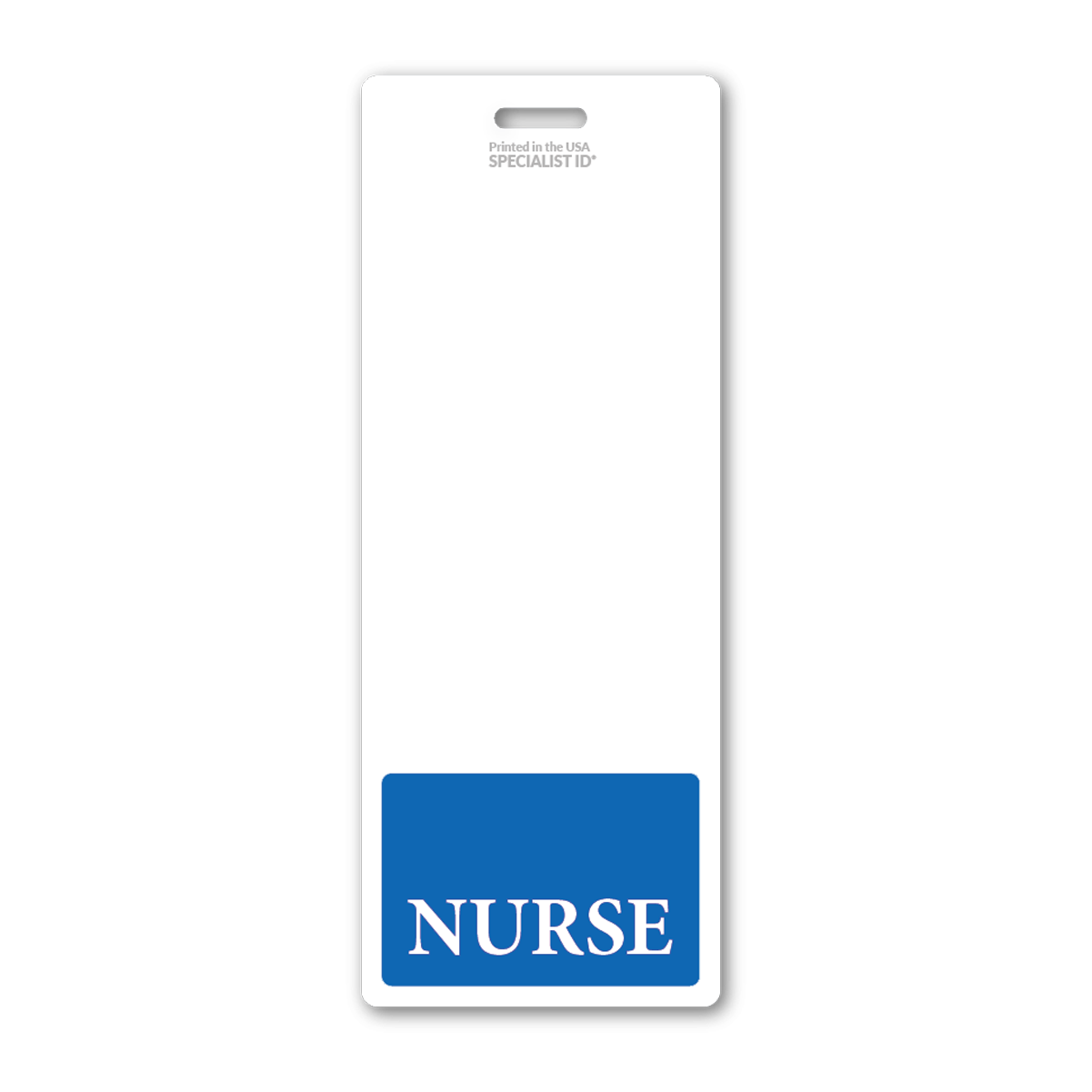 oversized Nurse badge buddy vertical - extra long ID badge buddy for nurses with a blue border - double sided