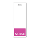 oversized Nurse badge buddy vertical - extra long ID badge buddy for nurses with a hot pink border - double sided