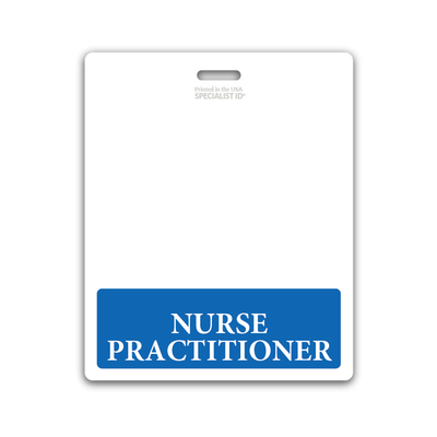 Nurse Practitioner XL Badge Buddy - Oversized Horizontal Hospital ID Role Identifier (Blue Border)