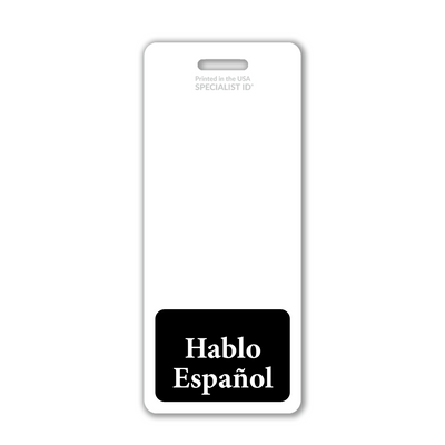 Oversized "Hablo Español" Badge Buddy Vertical - ID Badge Backer for Retail, Hospital, Warehouse Employees