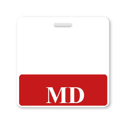 MD Badge Buddy - Horizontal Hospital ID Role Identifier (Red Border)