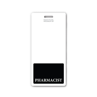 Pharmacist Badge Buddy - Vertical Hospital ID Role Identifier (Black Border)