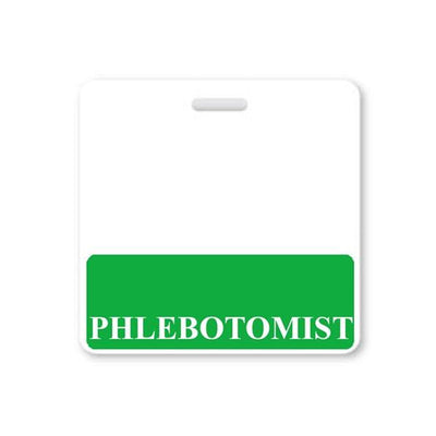 Phlebotomist Badge Buddy - Horizontal Hospital ID Role Identifier (Green Border)