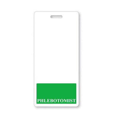 Phlebotomist Badge Buddy - Vertical Hospital ID Role Identifier (Green Border)