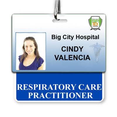 Respiratory Care Practitioner Badge Buddy - Horizontal Hospital ID Role Identifier (Blue Border)