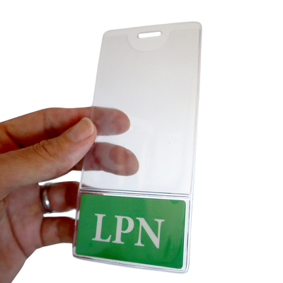 LPN Licensed Practical Nurse BadgeBottom® Badge Holder - Vertical ID Badge Sleeve with Role Identifier (Green)