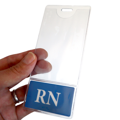 RN Registered Nurse BadgeBottom® Badge Holder - Vertical ID Badge Sleeve with Role Identifier