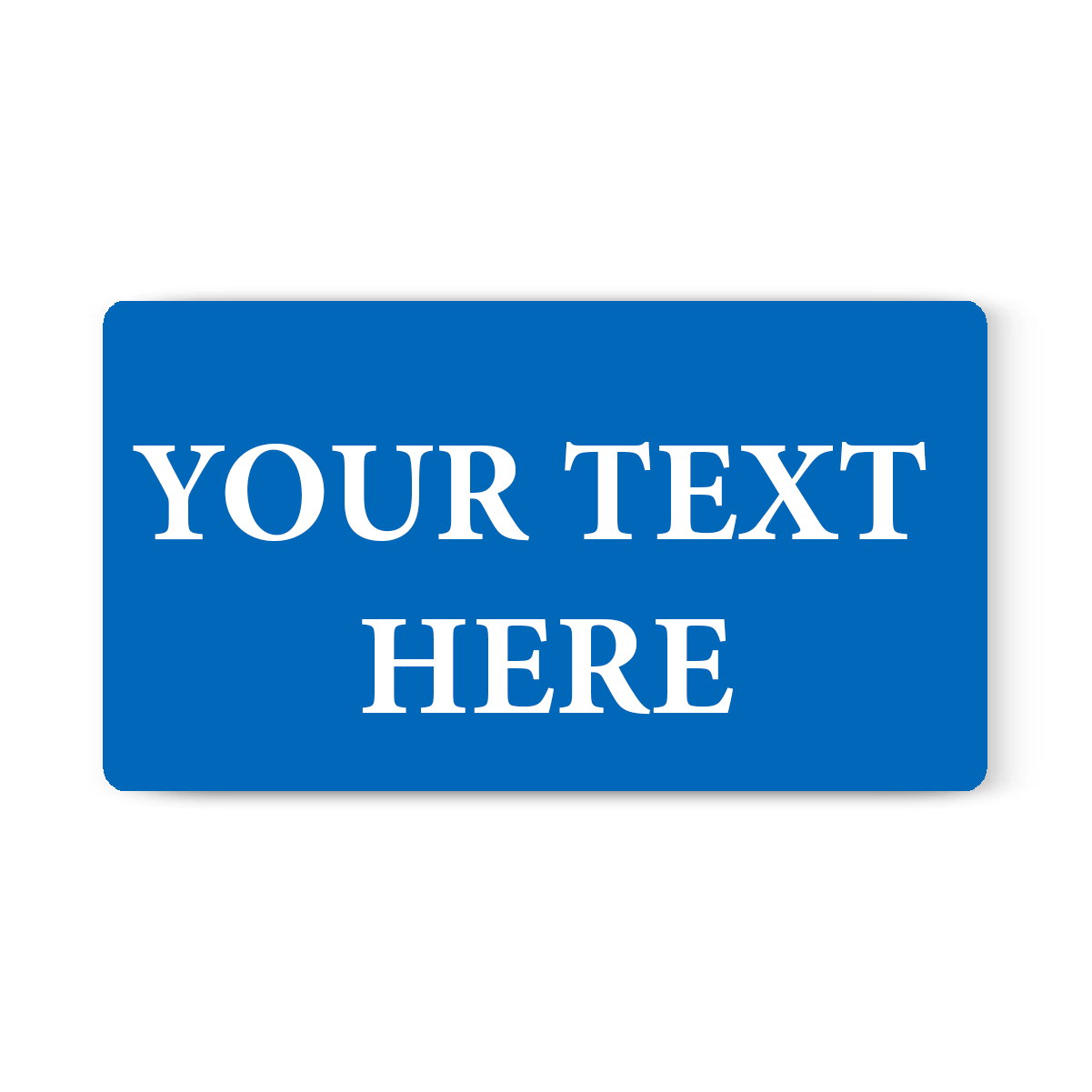 A blue rectangular sign with the text "Vertical Custom BadgeBottoms Insert Only (Holder Not Included) - Add Your Unique Title" in white capital letters, perfect for creating customizable inserts in a medical workplace.