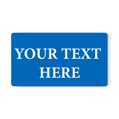 A blue rectangular sign with the text "Vertical Custom BadgeBottoms Insert Only (Holder Not Included) - Add Your Unique Title" in white capital letters, perfect for creating customizable inserts in a medical workplace.